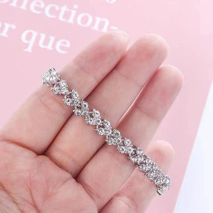 Roman Crystal Natural Zircon Full Diamond Bracelets