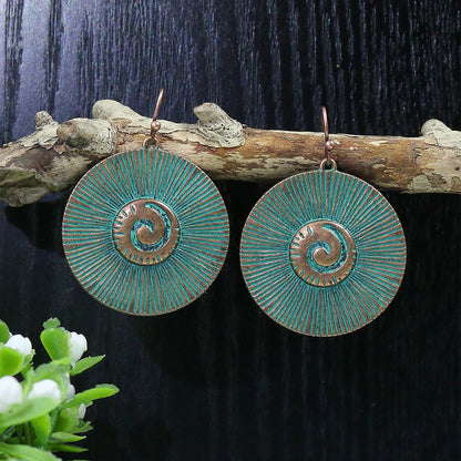 Style Geometric Round Personality Distressed Tribe Earrings