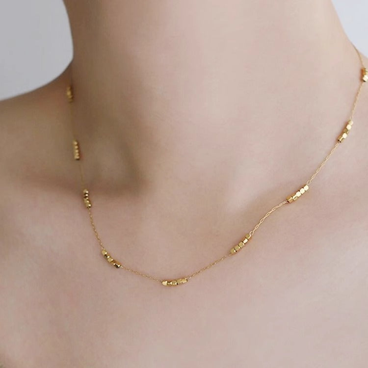 Simple Elegant Sier Small Square Clavicle Necklaces