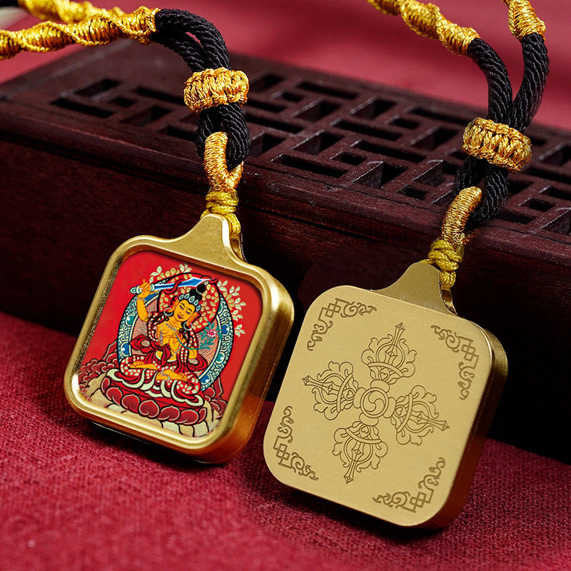 Women's & Men's Statue Of The Buddha Carry-on Yellow Wealth Bodhisattva Pendants