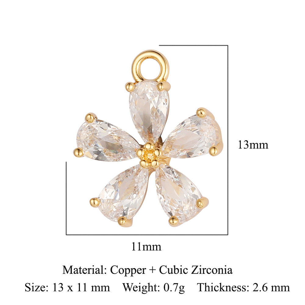 Copper Zircon Flower Angel Ornament Accessories Pendants