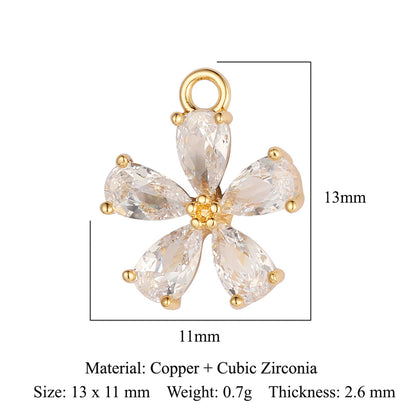 Copper Zircon Flower Angel Ornament Accessories Pendants