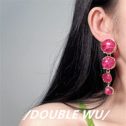 Women's Long Round Translucent Resin High-grade Geometric Earrings