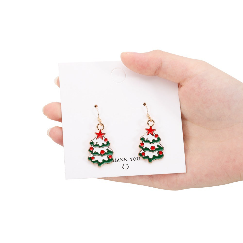 Christmas Tree Elderly Snowflake Crutch Creative Earrings