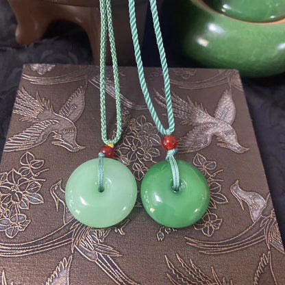 Women's & Men's Natural Jade Peace Buckle Braided Rope Necklaces