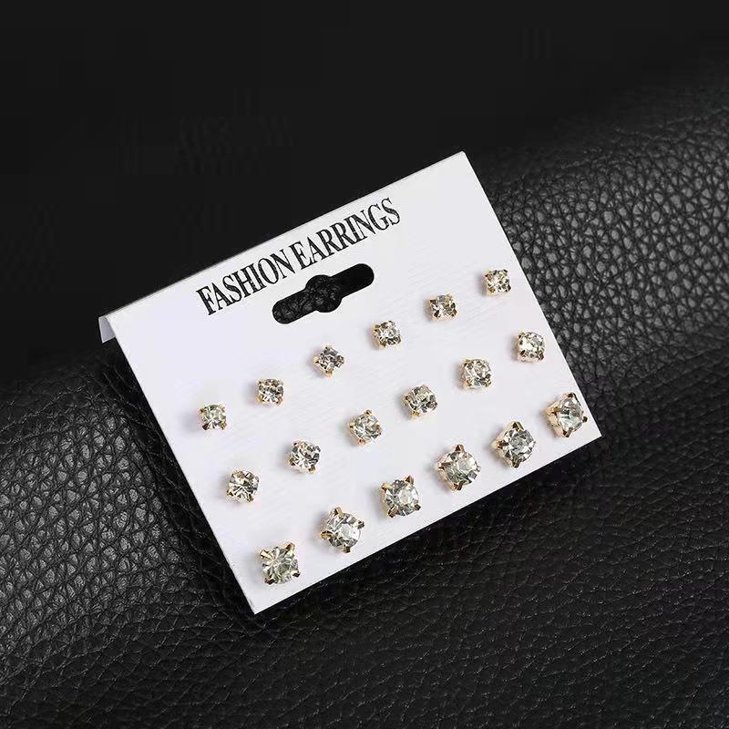 Imitation Zirconium Combination Pairs Simple Suit Earrings