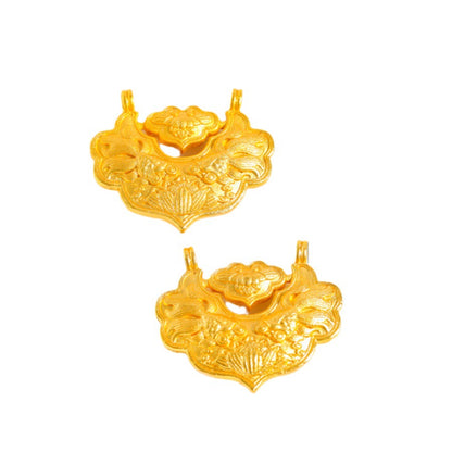 Broadcast Rotatable Alluvial Gold Pisces Koi Lock Pendants