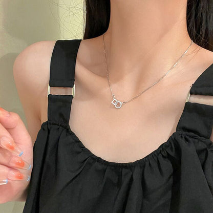 Women's Luxury Double Buckle Geometric Zircon Simple Fashion Clavicle Necklaces