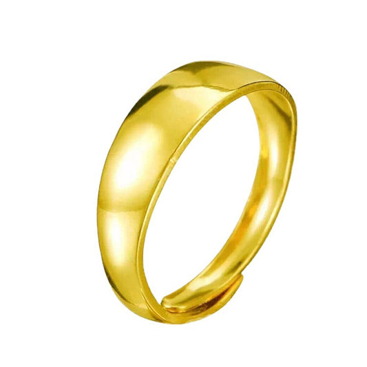 Women's & Men's Placer Gold Brass Plated Fashion Simple Opening Starry Smooth Rings