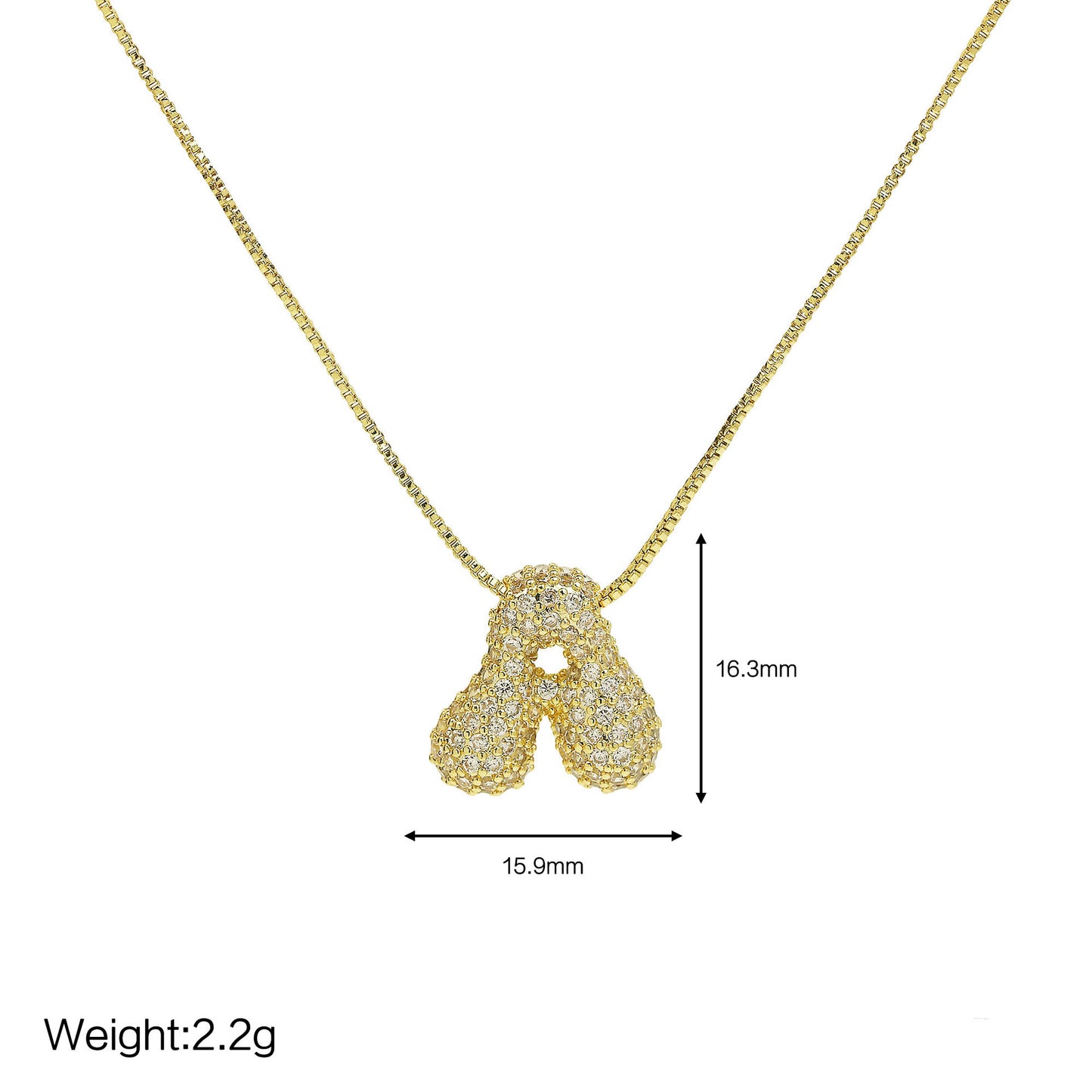 Brass Zircon Bubble Balloon English Letter Pendants