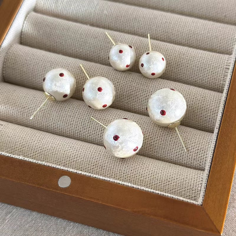 Polka Dot Cotton Pearl Niche Beads Simple Earrings