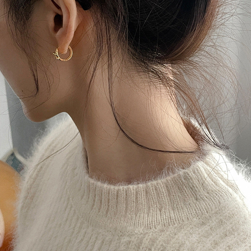 Women's Korean Style Sier Personalized Minimalist Bowknot Retro Earrings