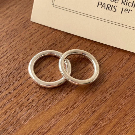 Thread Korean Style Sterling Sier Simple Glossy Rings