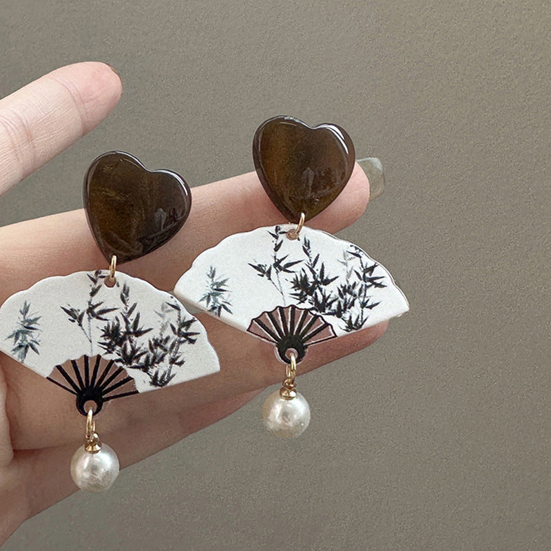 Chinese Ancient Style Super Fairy Bamboo Flower Pearl Tassel Earrings