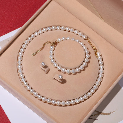 Women's Pearl Three-piece Set Ornament Mother's Day Necklaces