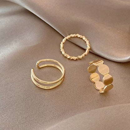 Design Twist Sequins Three-piece Set Fashion Temperament Rings