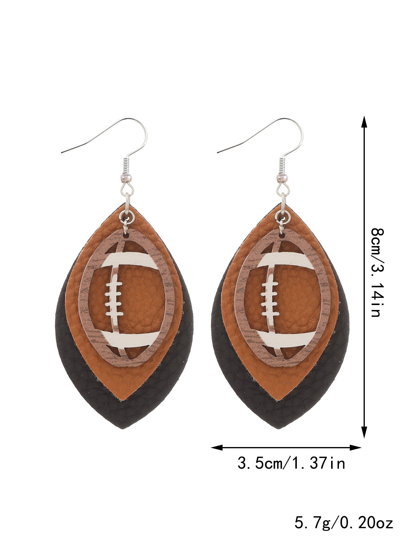 Sports Style Rugby Brown Leopard Print Earrings