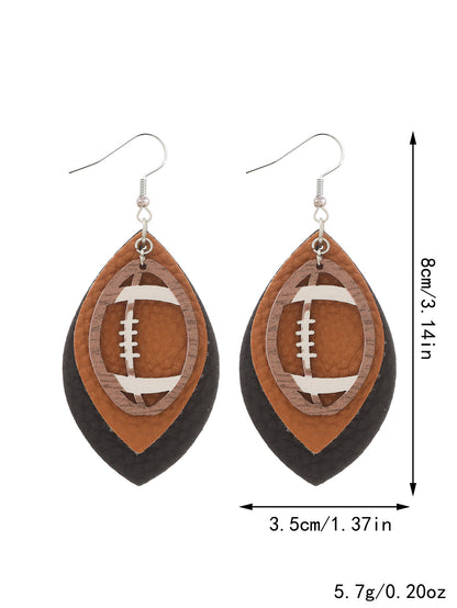 Sports Style Rugby Brown Leopard Print Earrings