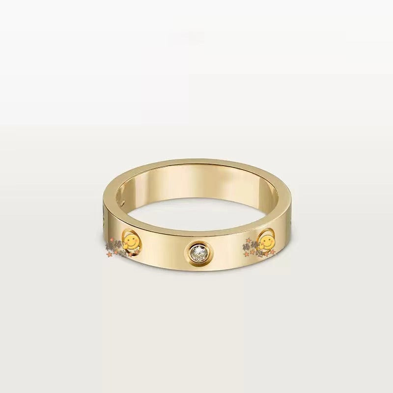 Gold-plated Screw Pattern Wide Narrow Single Rings