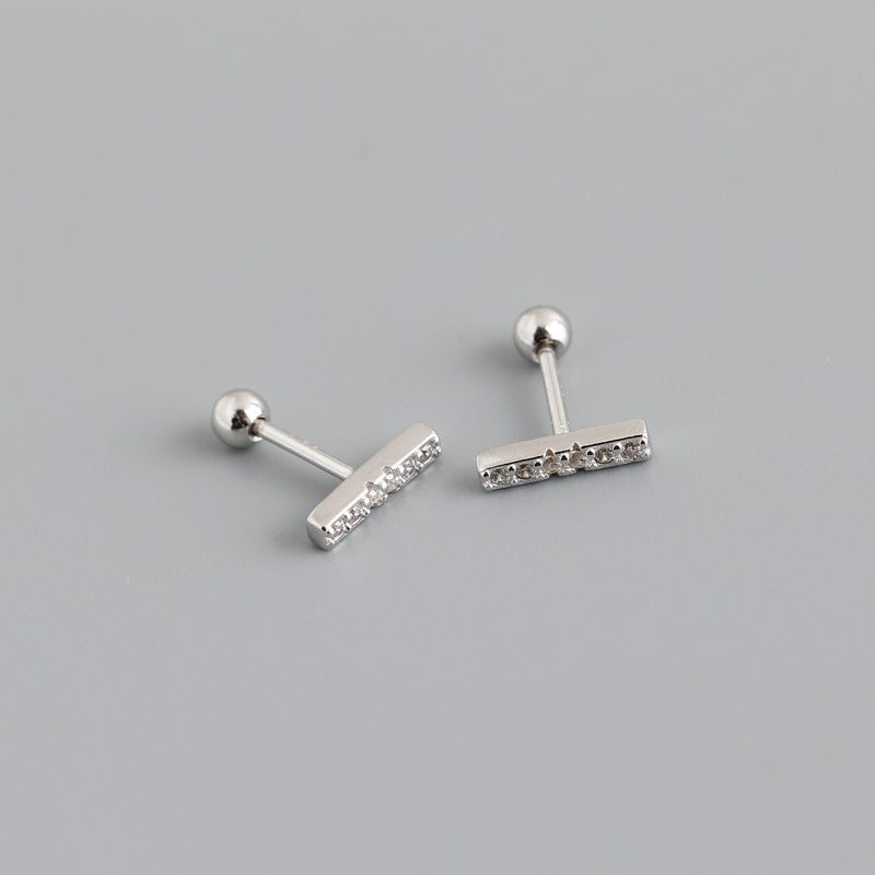 Women's Bar Screw Gold Simple Ear Bones Earrings