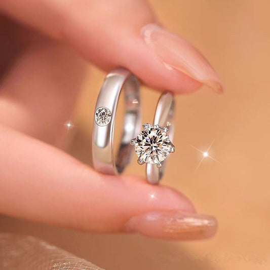 Artificial Diamond Couple Simple Fashion Imitation Rings