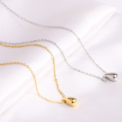 Women's Stainless Steel Teardrop Glossy Thick Dome Necklaces
