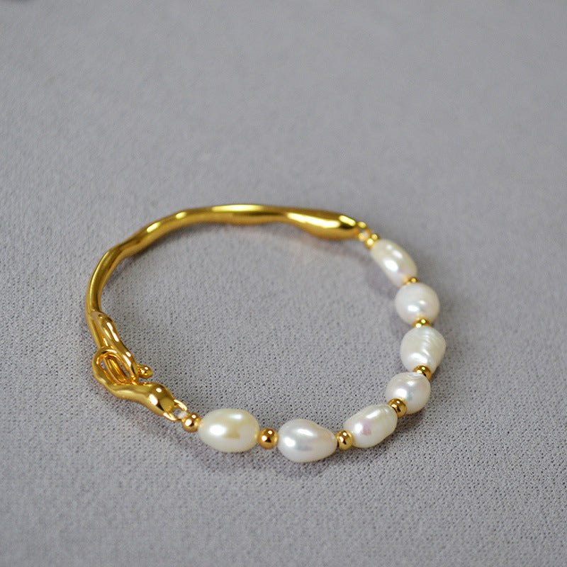 Women's Irregular Branch Brass Gold-plated Fresh Water Bracelets