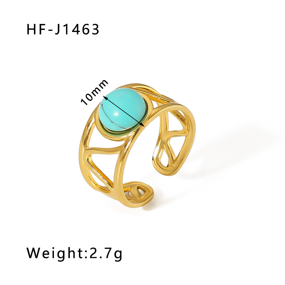 Stone Color Natural Stainless Steel Gold Rings