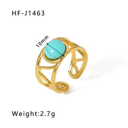 Stone Color Natural Stainless Steel Gold Rings