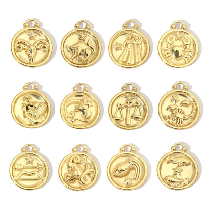 Real Gold Constellation Stainless Steel Round Pendants