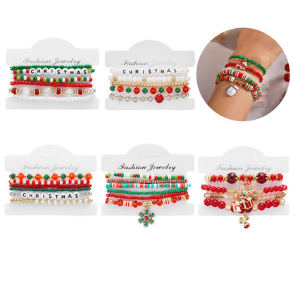 Creative Style Santa Claus Tree Polymer Bracelets