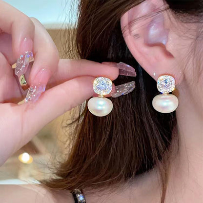 Women's Needle Flower Pearl Butterfly Fashion Elegant Earrings