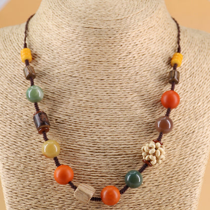 Women's Weaving Ethnic Style Coconut Beeswax Sweater Necklaces