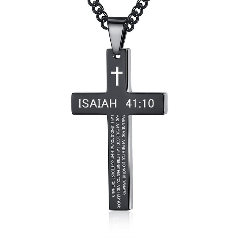 Cross Stainless Steel Color Oval Buckle Necklaces