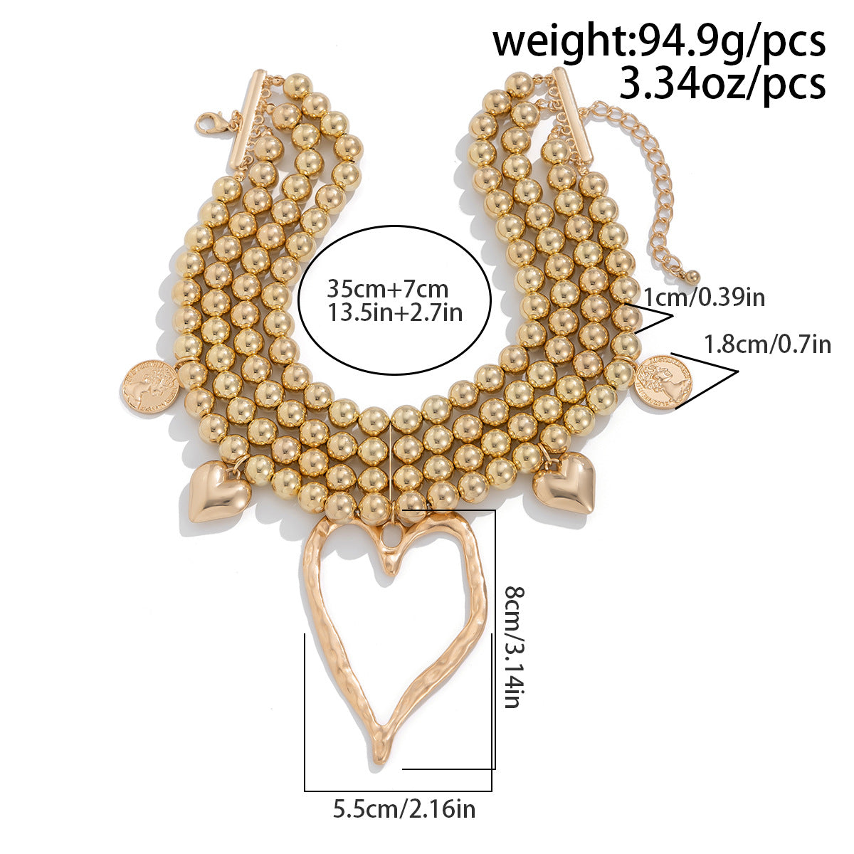 Ornament Retro Imitation Pearl Exaggerated Twin Necklaces