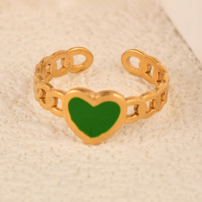 Stainless Steel Fashion Hollowed Heart Shape Electroplating Rings