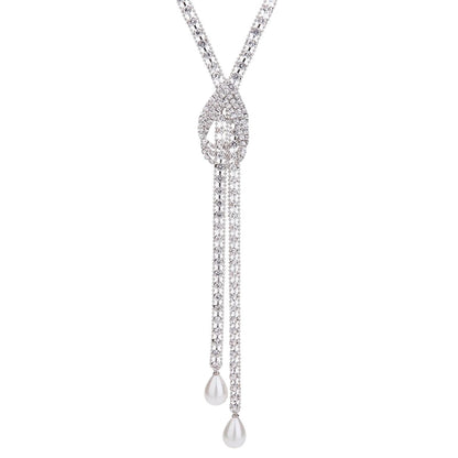 Claw Chain Water Drops Flashing Full Diamond Sweater Necklaces