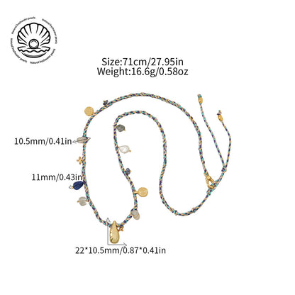 Women's Natural Lapis Lazuli Sweater Chain Freshwater Pearl Necklaces