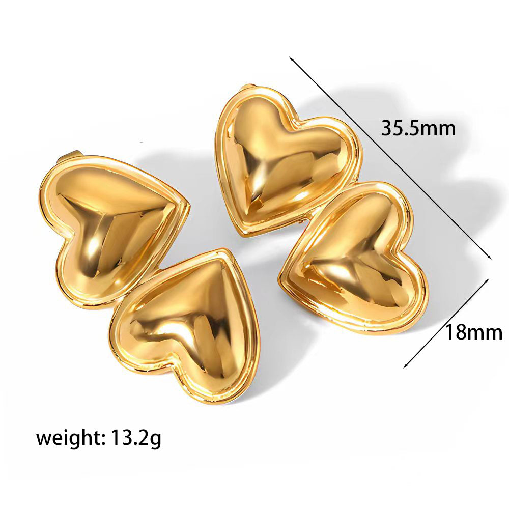 Plated Heart-shaped Minimalist Design Graceful Fashionable Earrings