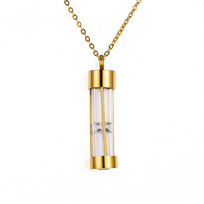 Stainless Steel Hourglass Shape Open Perfume Bottle Pendants