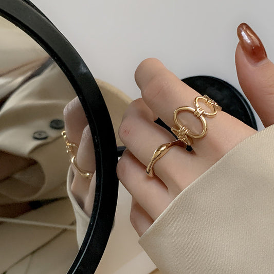Fashion Simple Hollow Alloy Irregular Design Rings