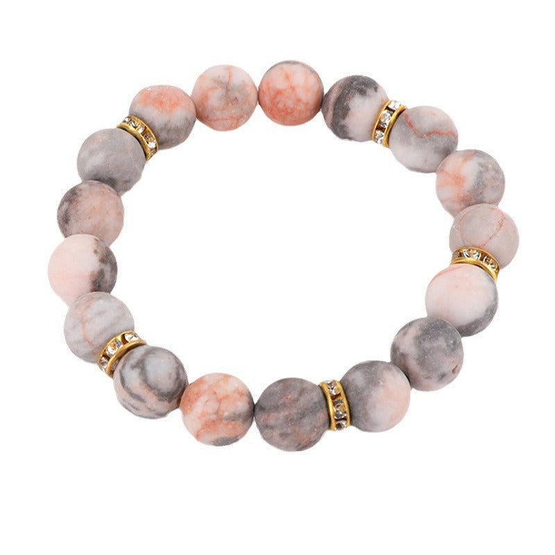 Pink Zebra Spot Frosted Stone Beaded Bracelets