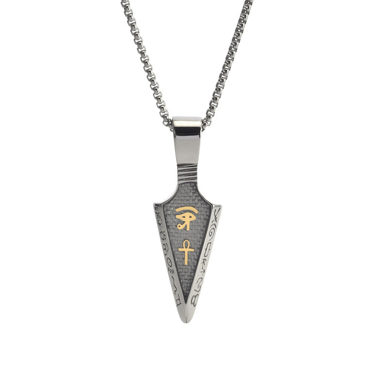 Men's Stainless Steel Carbon Fiber Spearhead Horus Pendants