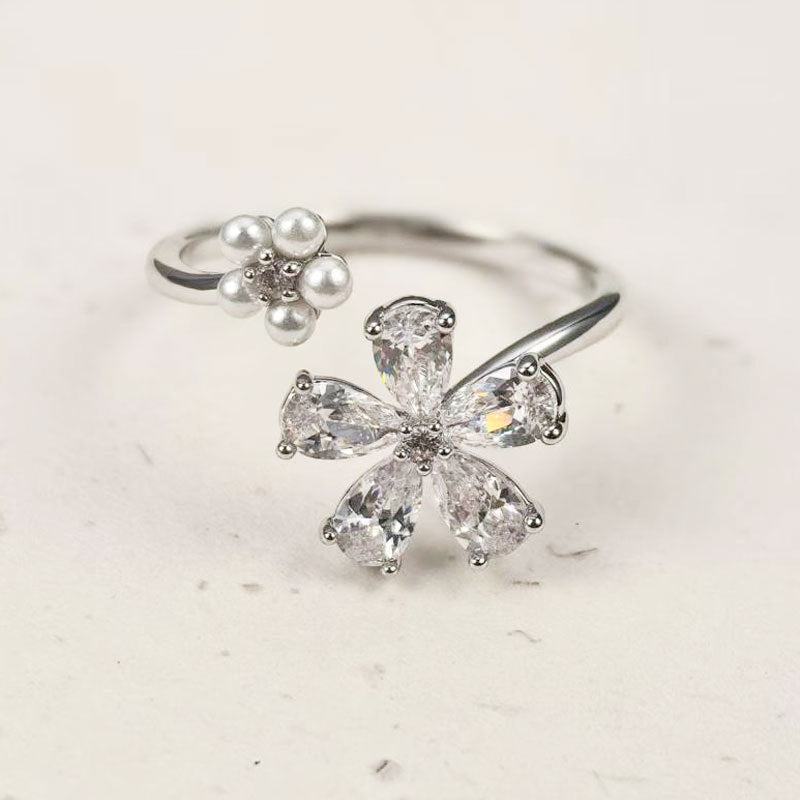 High-grade Double Flower Open Special Interest Light Luxury Exquisite Rings