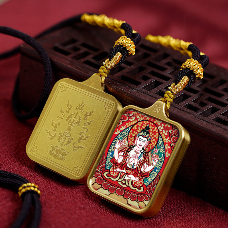 Women's & Men's Statue Of The Buddha Carry-on Yellow Wealth Bodhisattva Pendants