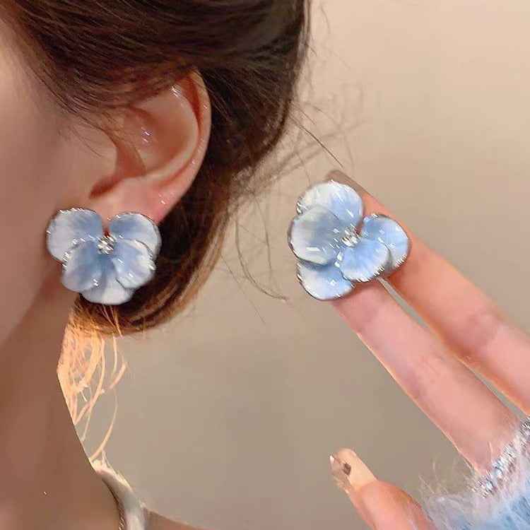 Women's Glaze Flowers Niche Design Retro Petal Earrings