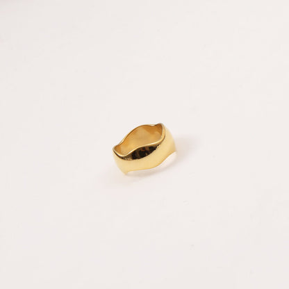 Wide Arc Titanium Steel Electroplating Gold Rings