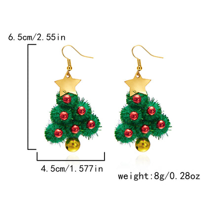 Diamond Christmas Tree Bow Garland Bell Earrings