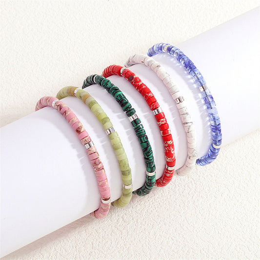 Overseas Colorful Natural Stone Metal Matching Hand Weaving Bracelets