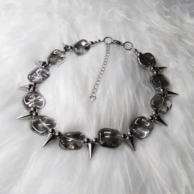 Women's & Men's Punk Dark Hot Hip Hop Stitching Rivet Thorns Clavicle Necklaces